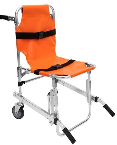 EMS-trappstol 159 kg bärkapacitet, vikbar trappklätterrullstol aluminiumlegering trapplyft stol med 2 hjul och snabbkoppling, för äldre och funktionshindrade