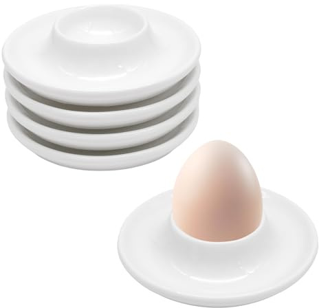 4-teiliges Keramik-Eierbecher-Set, Porzellan-Eierhalter mit Sockel, gekochte Eierständer Teller für Frühstück, Brunch und Essen zu Hause, spülmaschinenfest