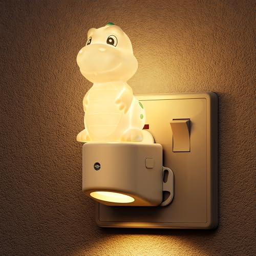 LOHAS-LED Night Light, 3D Dinosaur Night Light Plug in Wall, Dusk to Dawn Sensor, RGB + Warm White 3000K, Baby Nightlight for Hallway, Nursery, Kids Room, Bedroom, Toddler