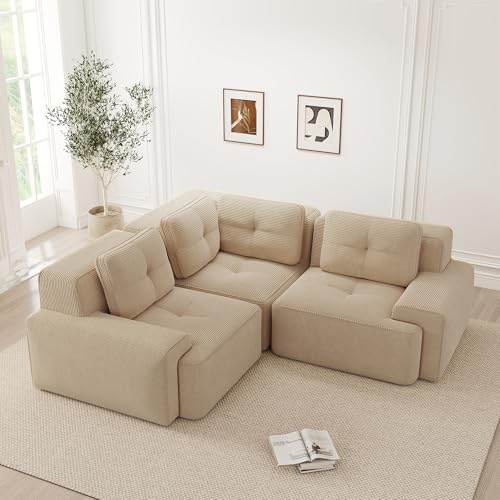 Sofá esquinero resistente de 3 plazas, modular y configurable, con acolchado 32D, resistente a los arañazos, antimanchas, apto para mascotas, no se puede montar (plegado, sofá de esquina de 3 plazas)