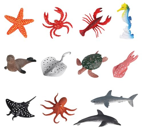 12Pcs Ocean Models, Animal Toys, Plastic Animals, Sea Animals Toys (sea)