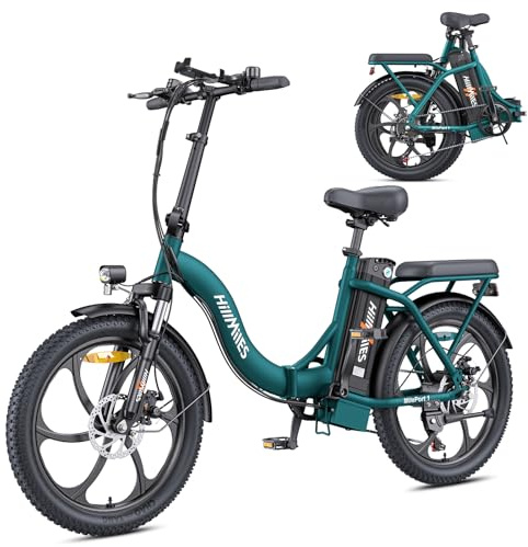HillMiles MilePort 1 Vélo Électrique Pliant Adulte 250W, Batterie Amovible 36V 13Ah, Jusqu'à 100 km d'Autonomie, Pneus Fat 20×3.0, Vitesse Max. 25 km/h, VAE pour Ville et Trajets Quotidiens (Vert)