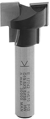 ENT 17742 T-Nutfräser M12 HW, Schaft (S) 8 mm, Durchmesser (D1) 19,5 mm, D2 12,6 mm, NL1 7,0 mm, NL2 9,5 mm, Z2