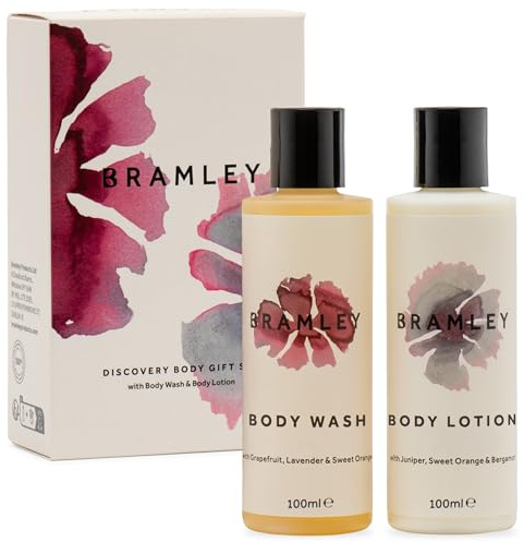 Bramley Discovery Body Gift Set (2 x 100 ml), Includes Travel Body Lotion, Pamper Gift for Women With Travel Minis of Natural Shower Gel and Body Moisturiser