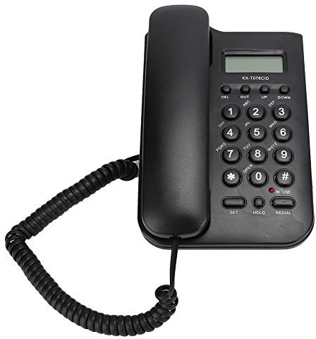 Dpofirs KX-T076 Wired Home Office Telephone, Corded Landline Telephone, English Desktop Fixed Phone with FSK and DTMF Dual System (Black)