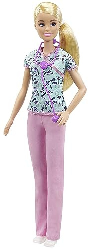 Barbie Quiero ser Enfermera muñeca Rubia con Accesorios para niñas + 3 años (Mattel GTW39)