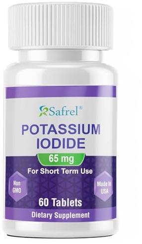Safrel | Potassium Iodide | 65 mg per Serving | Tablets | 60 Count | Iodine Supplement | Thyroid Support