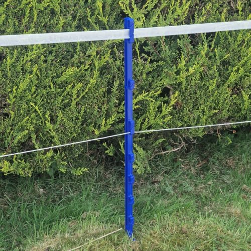 Doblit 105cm Poly Post 3FT Plastic Fencing Stake | Reinforced Mobile Electric Fence Poles | Features 40mm Tape Clips (Blue, Pack of 20)