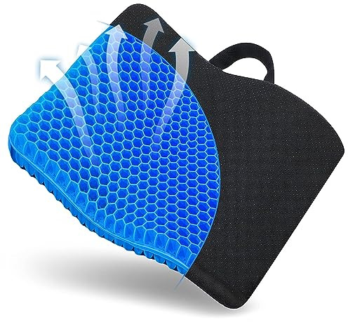Cojín de Gel Multifuncional Cojín de Gel para Asiento de Oficina, Cojín cojin coxis ortopedico, Cojín de Silla de Apoyo Transpirable con Funda Antideslizante, Ideal para Coche, Oficina y Silla Ruedas
