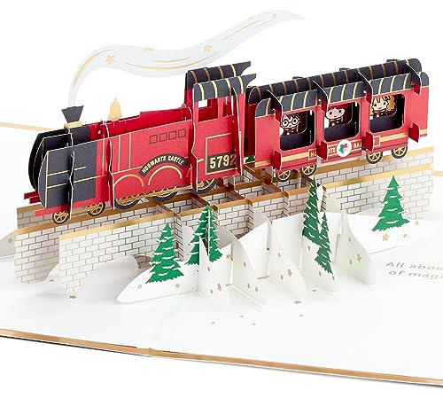 Hallmark Tarjeta de Navidad, tarjeta de Navidad de Harry Potter, tarjeta 3D y desplegable, expreso de Hogwarts, rojo