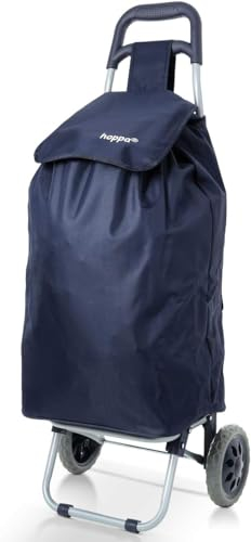 Hoppa 57Ltr Lightweight Shopping Trolley 2024 Model, Hard Wearing & Foldaway for Easy Storage With 1 years Guarantee(Navy)
