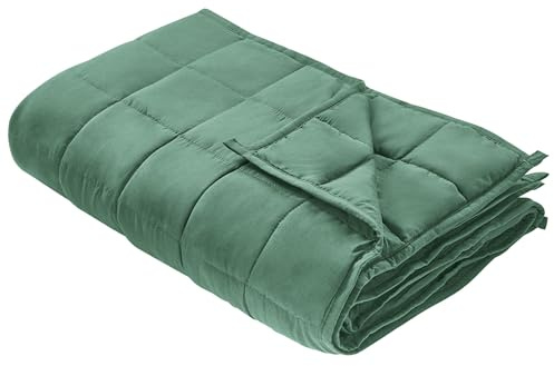 Beliani Manta Pesada Rectangular 4 kg 100 x 150 cm Tejido de poliéster Acolchado Relleno de Perlas de Vidrio Verde Nereid