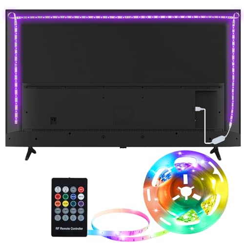 Hoobabuy Striscia LED 2M (4 x 50 cm) per TV 40-60 Pollici, Retroilluminazione USB RGB Con Telecomando, 4 Modalità Musicali, 8 Colori Cangianti