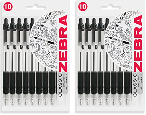 Zebra Z-Grip Kugelschreiber, Schwarz, 1,0 mm, 20 Stück