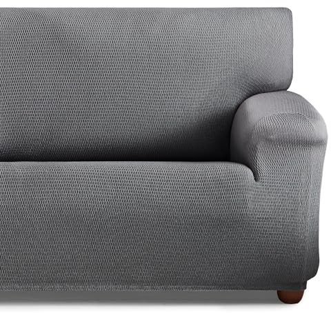 HIPERMANTA Cubresofa Antimanchas. Fundas para Sofa Elasticas. Protector de Sofa. Confort Suavidad Calidad. Tunez Color Gris 4 Plazas (240-270 cm)
