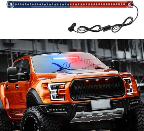 Barra de luz de emergencia intermitente LED roja/azul Lcxecnw para parabrisas con ventosa, barra de luz de tráfico de advertencia de peligro, barra de luz intermitente de emergencia, luces de