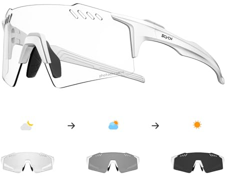 SCVCN Photochromique Lunette de Cyclisme Sport Homme Femme Transparente UV400 TR90 Vélo VTT Pêche Course Conduite Pêche Volleyball Golf Softball 04