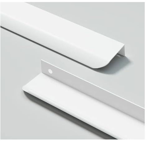 GSHUR 4 pezzi Maniglie per mobili, Maniglie per armadi a scomparsa, Maniglie per cassetti in alluminio, Maniglie per mobili invisibili, Maniglie per cucina - Bianco, 20 cm (spigolo arrotondato)