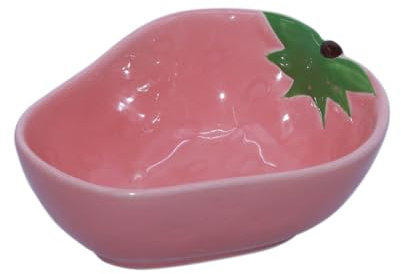 PENCK Small Guinea Pig Food Bowl Strawberry-Shaped Cute Ceramic Hamster Water Bowl Ferret Rat Chinchilla Rabbit Feeding Dish Young Animal Feeder(Pink)