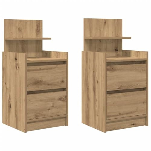 vidaXL Sängbord med 2 lådor 2 st hantverksmässig ek 38x34x80 cm, nattduksbord, nattduksbord, sängbord, sängbord, sängskåp, sidobord för sovrum