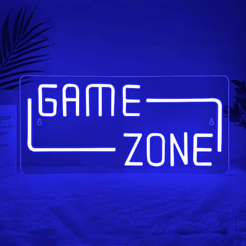 Game Zone Letrero LED,Gaming Letreros de Neón Decoración Para Sala de Juegos Dormitorio Club Fiesta Sala de Ocio Bar Partido,Gamer Neon LED para Hombres y Mujeres Alimentado por USB（16.7*7.9）