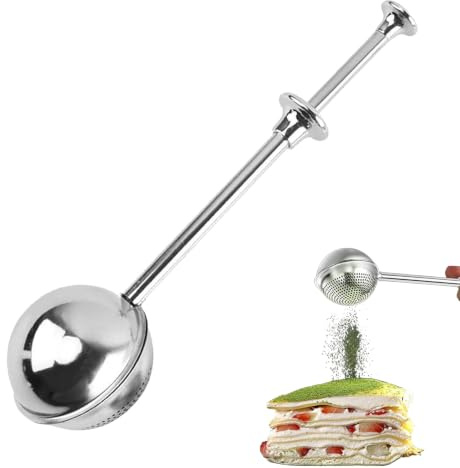 Flour Duster, Stainless Steel Flour Sifter for Baking, Icing Sugar Shaker Duster, Powdered Sugar Shaker Duster, for Baking, Sifting Sugar, Flour, Spices and Tea Strainers(Silver)