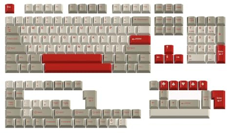 SbocKeeb PBT-tangentkåpor Cherry standardhöjd retro set för mekaniska tangentbord Cherry Classic Red