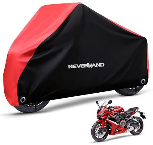 NEVERLAND Motorcycle Cover Waterproof Outdoor, Motorbike Scooter Covers Heavy Duty Medium with Lock-Holes, Bandage, Storage Bag Compatible with Harley Davidson Kawasaki Yamaha Honda Grom (Up to 104”)