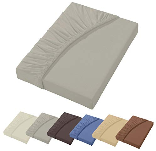 heimtexland ® Luxury Fein Jersey Spannbetttuch Boxspringbett Wasserbett 38 cm Steghöhe Spannbettlaken 150x200 Silber Typ723