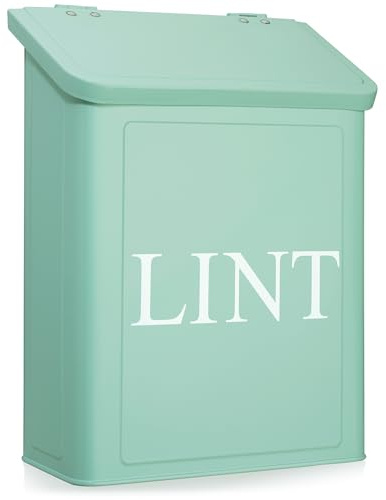 Calindiana Modern Farmhouse Metal Lint Bin for Laundry Room, Mint, 10L