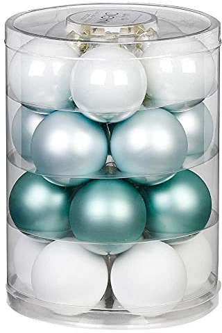 MAGIC Weihnachtskugeln Glas 6cm 20 STK. Christbaumkugeln (Nordic Journey (Mint Weiß))
