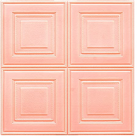 XiinxiGo 3D Wandpaneele selbstklebend tapete Wandpapier Wasserfest Ziegelstein Wandtattoo für Wohnzimmer Schlafzimmer Küche Home Office,Rosa,2Stück(70 * 70 cm *4.5MM)