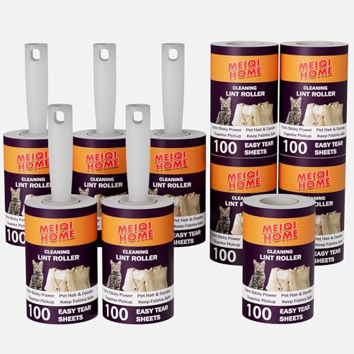 Lint Rollers for Pet Hair Extra Sticky, 1110 Sheets Mega Value Set Lint Roller with 5 Upgraded Handles, 10 Rollers Portable Pet Lint Roller for Clothes, Furniture, Carpet, Dog & Cat Hair Removal