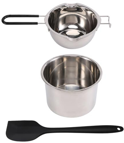 IMCCZONY Set di pentole a doppia caldaia Pentola a fusione in acciaio inossidabile con spatola in silicone per sciogliere il cioccolato, sapone, produzione di candele
