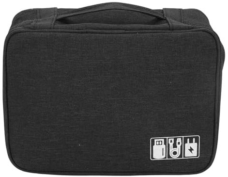 LIYJTK Datenkabel-Ladetasche, große Kapazität, tragbare elektronische Zubehör-Aufbewahrungstasche zum Aufladen von Speicher, iPad, Power Bank, Festplatte usw., Reisen, Geschäft, 5 Stück (Black)