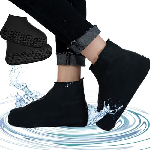 Lot de 4 paires de couvre-chaussures imperméables et réutilisables en silicone - Unisexe - Pour la pluie, la neige, les plages du désert, les routes boueuses