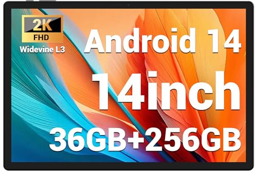 FASTWD Tablet 14 Zoll Android 14 Tablet 5G WiFi/Octa-Core, 36GB RAM+256GB ROM (1TB TF),11580mAh,Widevide L3,2000 x 1200HD,GPS,GMS,BT 5.0,Schwarz