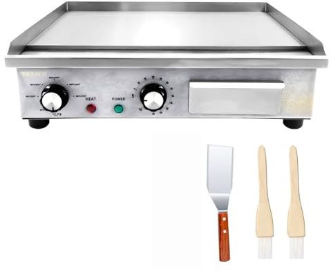 MOOTACO Plancha Parrilla eléctrica comercial de acero inoxidable,35/45/54cm con control de temperatura regulable 50~300℃ para restaurante, lugares público,barbacoa (45 x 30 cm)