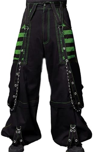 Fiacafyo Women Vintage Baggy Jeans Grunge Gothic Tripp Pants Punk Goth Wide Leg Denim Pants Y2k Loose Casual Jeans Streetwear (C-Green, M)