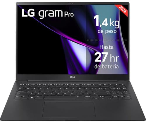 LG gram 17Z90T-G.AD8BB Ordenador Portátil 17 Pulgadas Intel Core Ultra7 255H, 32 GB RAM, 2TB SSD, Panel IPS Antirreflejo, WQXGA, 1.350 g, 20 Horas, Windows 11 Home, Negro, Teclado QWERTY Español