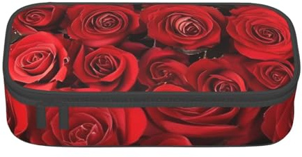 DDSFvbv Red Rose Pencil Case - Student & Office Supplies - Item Storage Bag- Makeup Bag- Large Stationery Bag