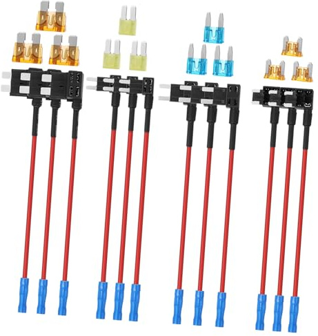 LIFKOME 12 Pezzi Kit Portafusibili Auto Compatto Micro Fuse Tap Standard e Inline per Connessioni Sicure Installazione senza Danni Accessori Elettrici Veicoli
