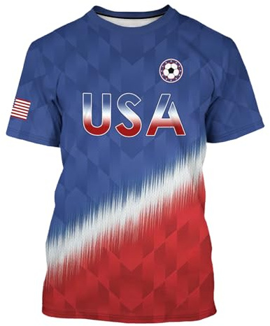 USA Flag Soccer Shirt for Men Football Jersey Style T-Shirt American Training Tee for Fans Sports Matches Game Day Outfit