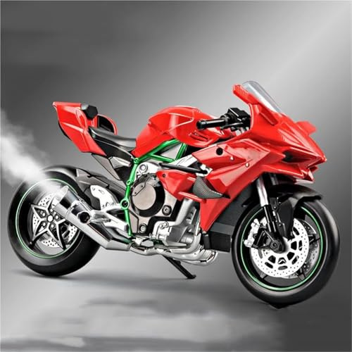MAKUTU Modelo de motocicleta a escala 1/9 Para KAWASAKI Para NINJA H2R Simulación De Motocicleta Juguete Regalo Colección Aleación Adornos Para Computadora Escritorio(Rosso)