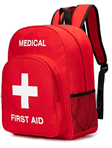 PAXLAMB Red First Aid Bag Empty First Aid Backpack Empty Medical Storage Bag for First Aid Kits Pack Emergency Hiking Backpacking Camping Cycling Travel Car (15.7 * 11.8 * 5.9) (Red)