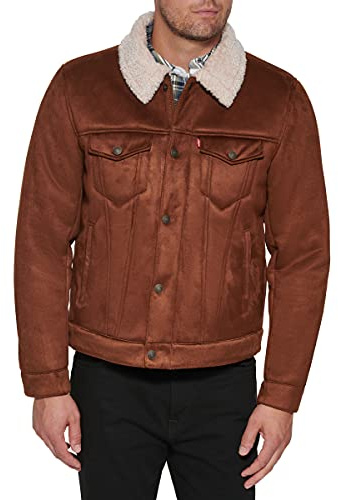 Levi's Faux Leather Classic Trucker Jacket Giacca in Ecopelle, Marrone Finto Shearling, XL Uomo