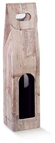 10 scatole color legno dorate per 1 bottiglia vino verticali modello bordolese, borgognotta robuste strenne natalizie cartone accoppiato e maniglia esterna cm.9x9x38.5h - 1 wood