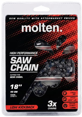 Stihl MS250 Chain 3 Pack 18 Inch Chainsaw Chain, Fits MS251 MS251C, .325'' Pitch .063'' Gauge 68 DL, Replaces 26RM3 68, 26RS 68, Oregon L68, 3639 005 0068 - Molten.