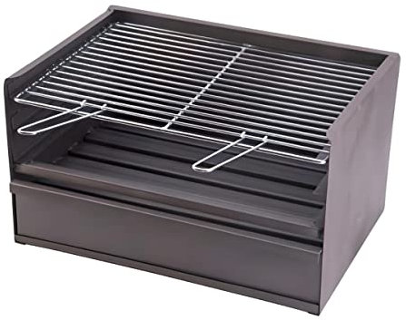PEGANE Tiroir Barbecue 3 Hauteur avec Grille galvanisée en Acier Inoxydable Coloris Gris - 80 x 41 x 36 cm
