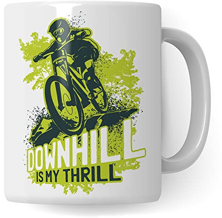 Downhill Tasse, Mountainbiker Geschenkidee, Mountainbike Tasse mit Spruch lustig, Fahrrad Geschenk Kaffeetasse Humor Witz Geschenk für Fahrradfahrer,MTB Kaffeebecher für Männer